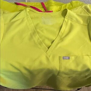 Bright Yellow V-Neck Scrub set